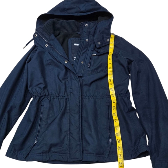 Abercrombie & Fitch Navy Blue Winter Coat Jacket Hoodies Size L - Picture 7 of 8
